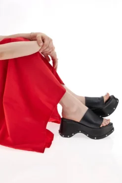 Ciabatte Platform Nere in Pelle Pittarello 5765