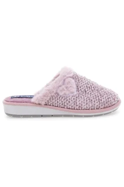 Ciabatte rosa in tessuto peluche con cuore Inblu 110 LB