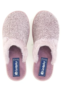 Ciabatte rosa in tessuto peluche con cuore Inblu 110 LB