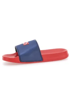 Ciabatte Rosse con Fascia a Contrasto Blu