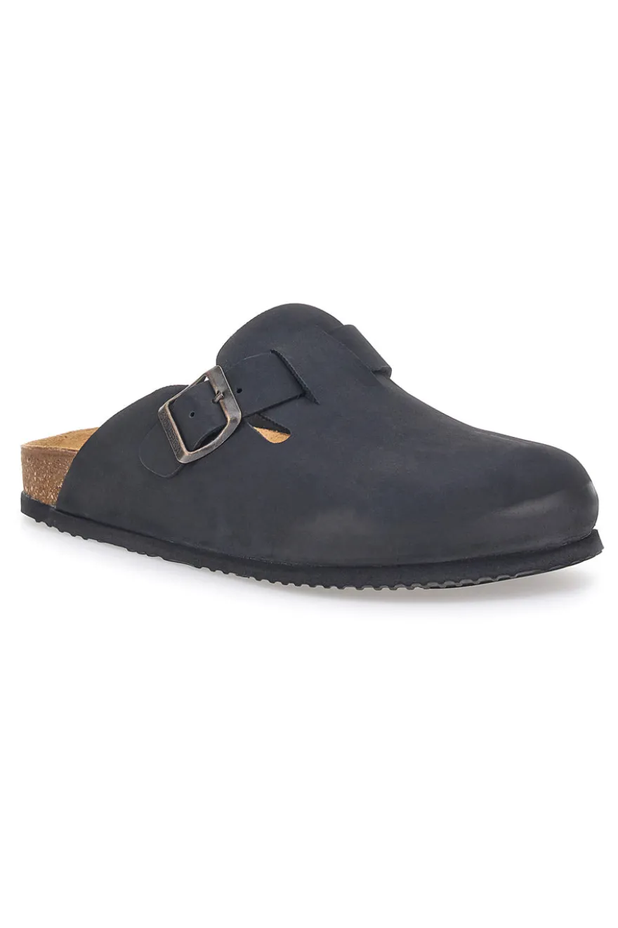 Ciabatte sabot Nere Sottopiede In Vera Pelle SUPERGA S31U384