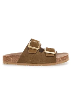 Ciabatte taupe doppia fibbia suola antiscivolo Pittarello Green Walk Vegan 335CF20631S