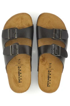 Ciabatte testa di moro con doppia fibbia Pittarello tierra 335A038SR