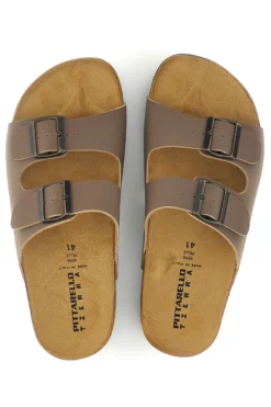Ciabatte tortora con doppia fibbia Pittarello tierra 335A038SR