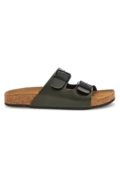 Ciabatte verde militare con doppia fibbia Pittarello tierra 335A038SR