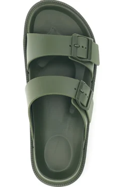 Ciabatte verde militare con doppia fibbia 2t2l 72593
