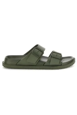 Ciabatte verde militare con doppia fibbia 2t2l 72593