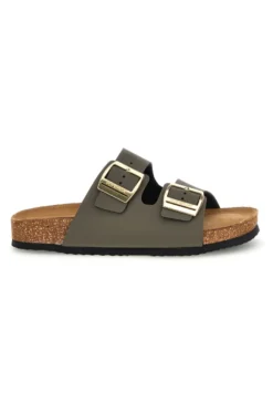 Ciabatte verdi con doppia fascia regolabile Made in Italy in vera pelle Superga S31T823