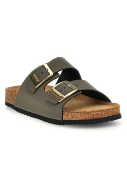 Ciabatte verdi con doppia fascia regolabile Made in Italy in vera pelle Superga S31T823