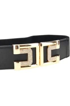 Cintura nero elastica con fibbia gioiello First lady WIS C