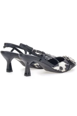 Décolleté Bianco e Nero slingback tacco medio Mon dieu APY22