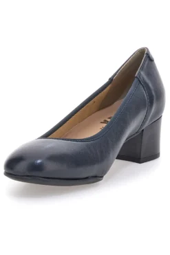 Décolleté blu in vera pelle con tacco basso Prima riga 11720LIDY