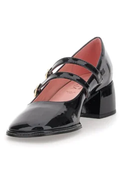 Décolleté Mary Jane Effetto Vernice Nera con cinturini e tacco basso PITTARELLO GLAM 3729