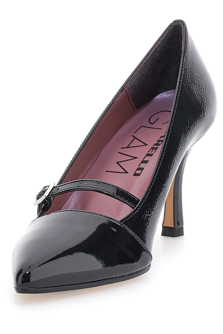 Décolleté nere verniciate con cinturino Pittarello glam 63100