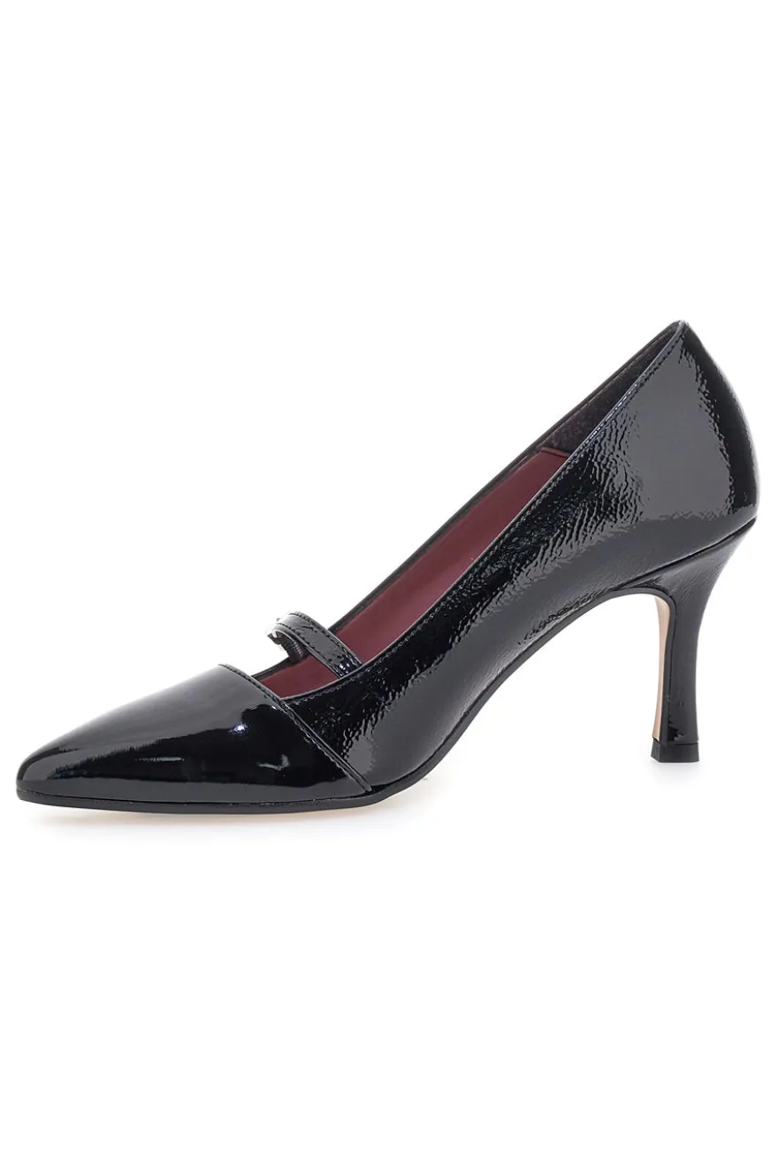 Décolleté nere verniciate con cinturino Pittarello glam 63100