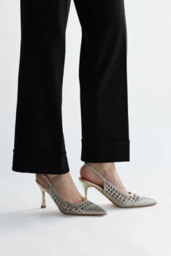 Décolleté oro e argento con strass e cinturino First lady P660