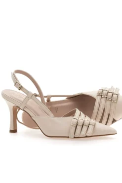Décolleté Panna mit Riemchen und Absatz PITTARELLO GLAM 3824 made in italy