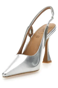 Décolleté Slingback Argento con Punta Sfilata e Cinturino con Strass Mon Dieu 8820H118