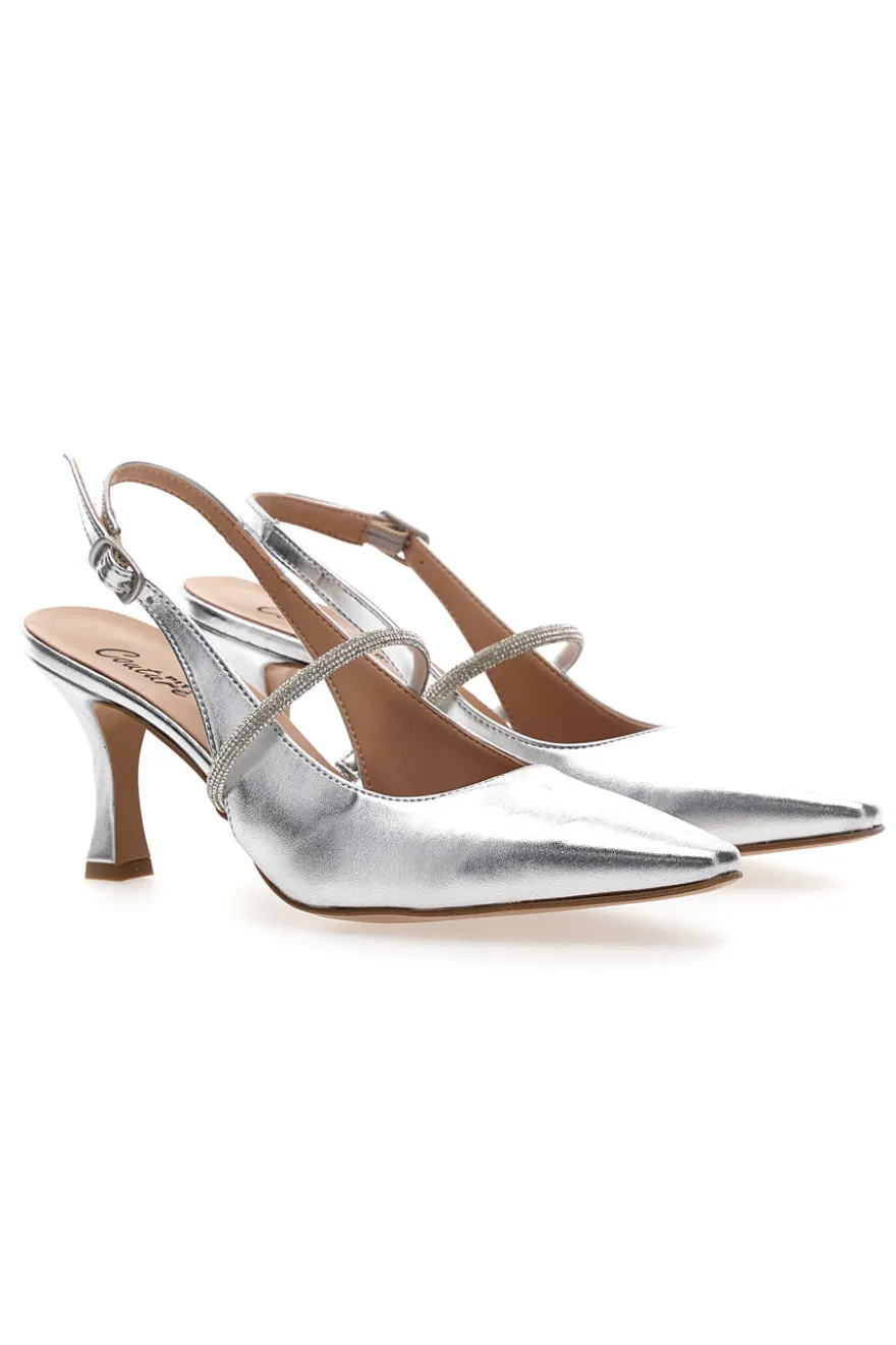 Décolleté Slingback Argento Made In Italy PITTARELLO Couture 8309