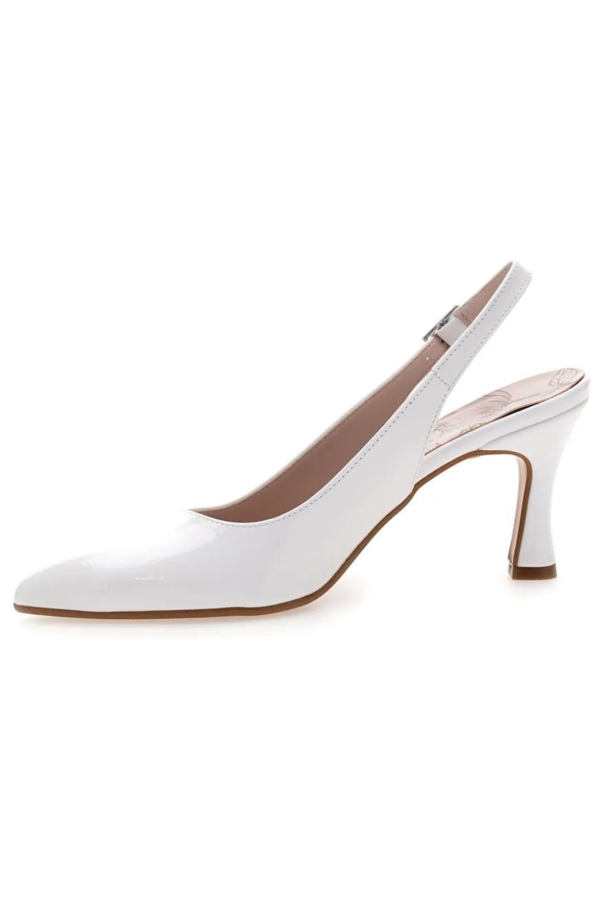 Décolleté slingback bianche a punta con tacco medio Pittarello Romantic 5371
