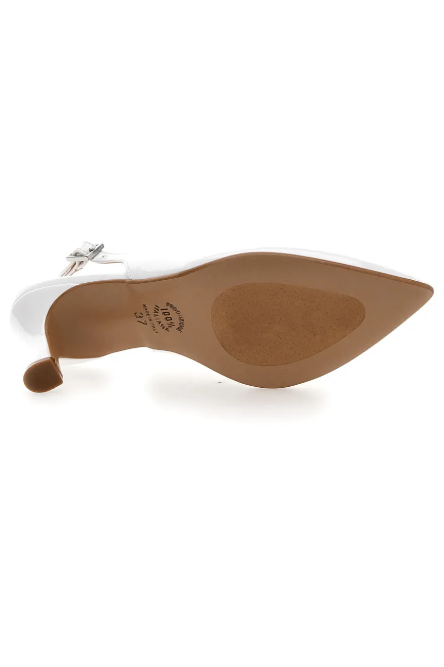 Décolleté slingback bianche a punta con tacco medio Pittarello Romantic 5371