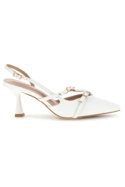 Décolleté slingback bianche con cinturini First lady P655