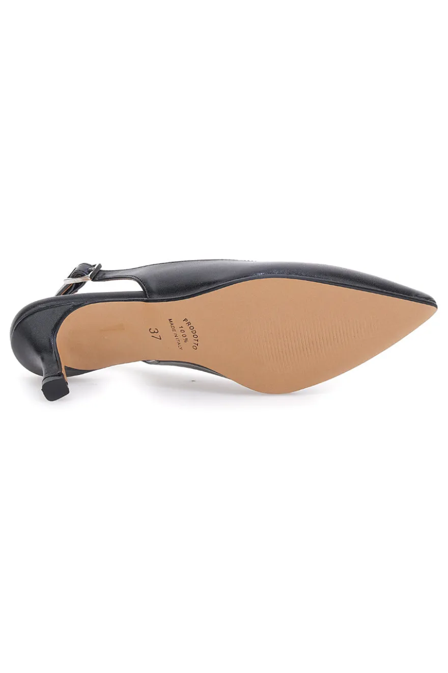 Décolleté slingback nera con tacco Pittarello Glam 934
