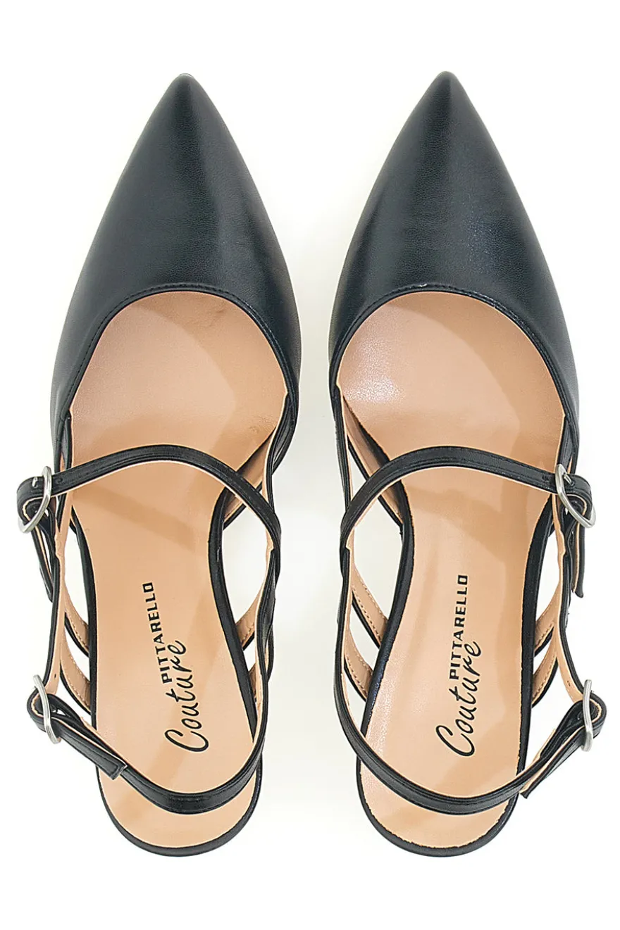 Décolleté Slingback Nere a Punta con Cinturini PITTARELLO COUTURE 1175