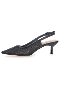 Décolleté slingback nere con strass e tacco basso Mon Dieu 632