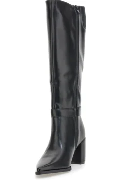 Energy I365 Schwarze High-Heel-Stiefel mit Zierriemen