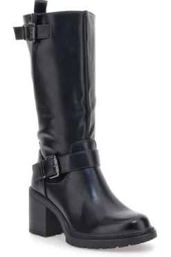 Energy I358 Schwarze Stiefel mit Blockabsatz und Schnalle