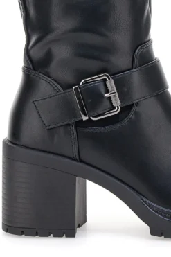 Energy I358 Schwarze Stiefel mit Blockabsatz und Schnalle