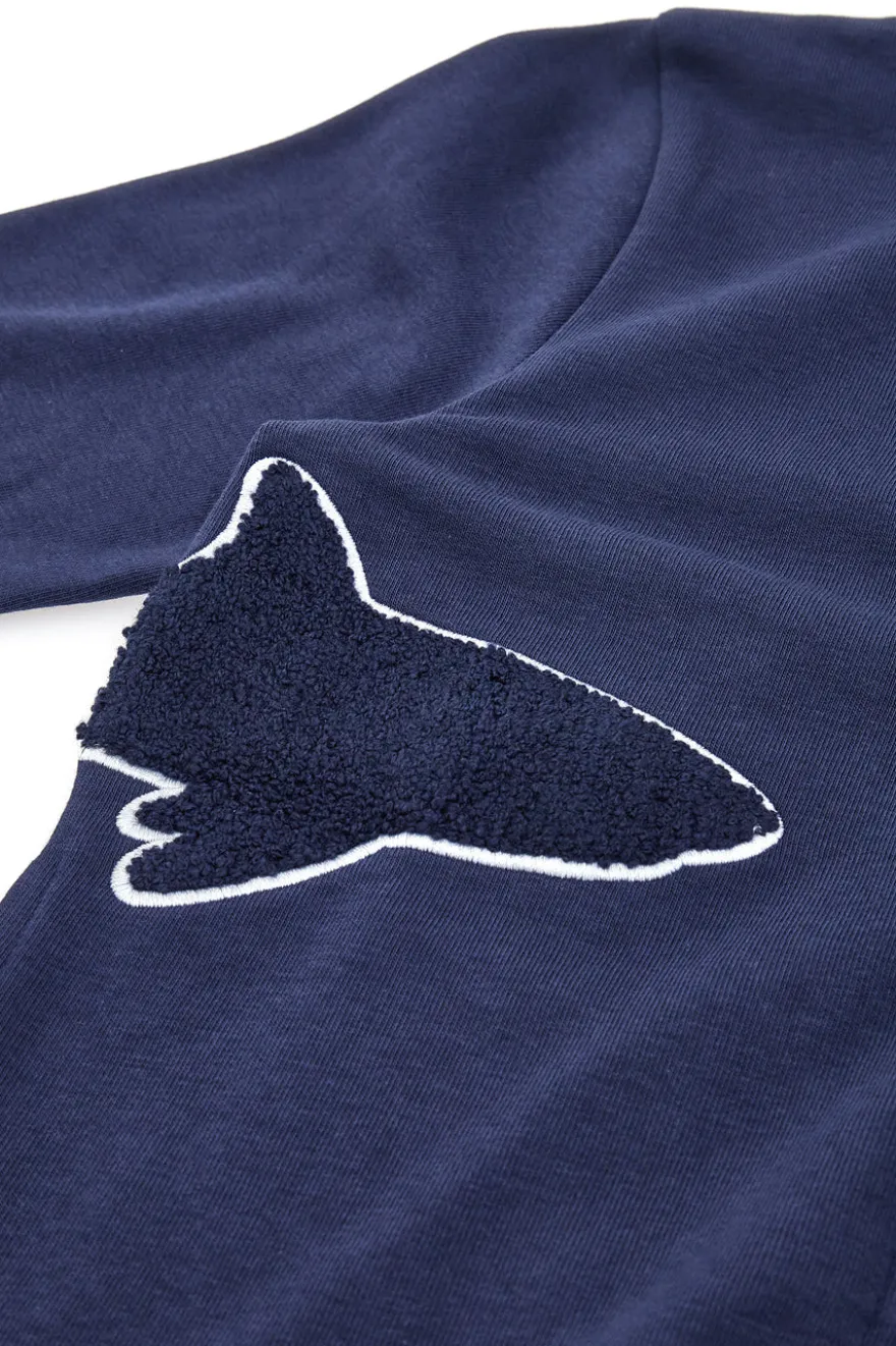 Felpa Blu Con Squalo Ricamato Pitt Kids PT-B-F-05016