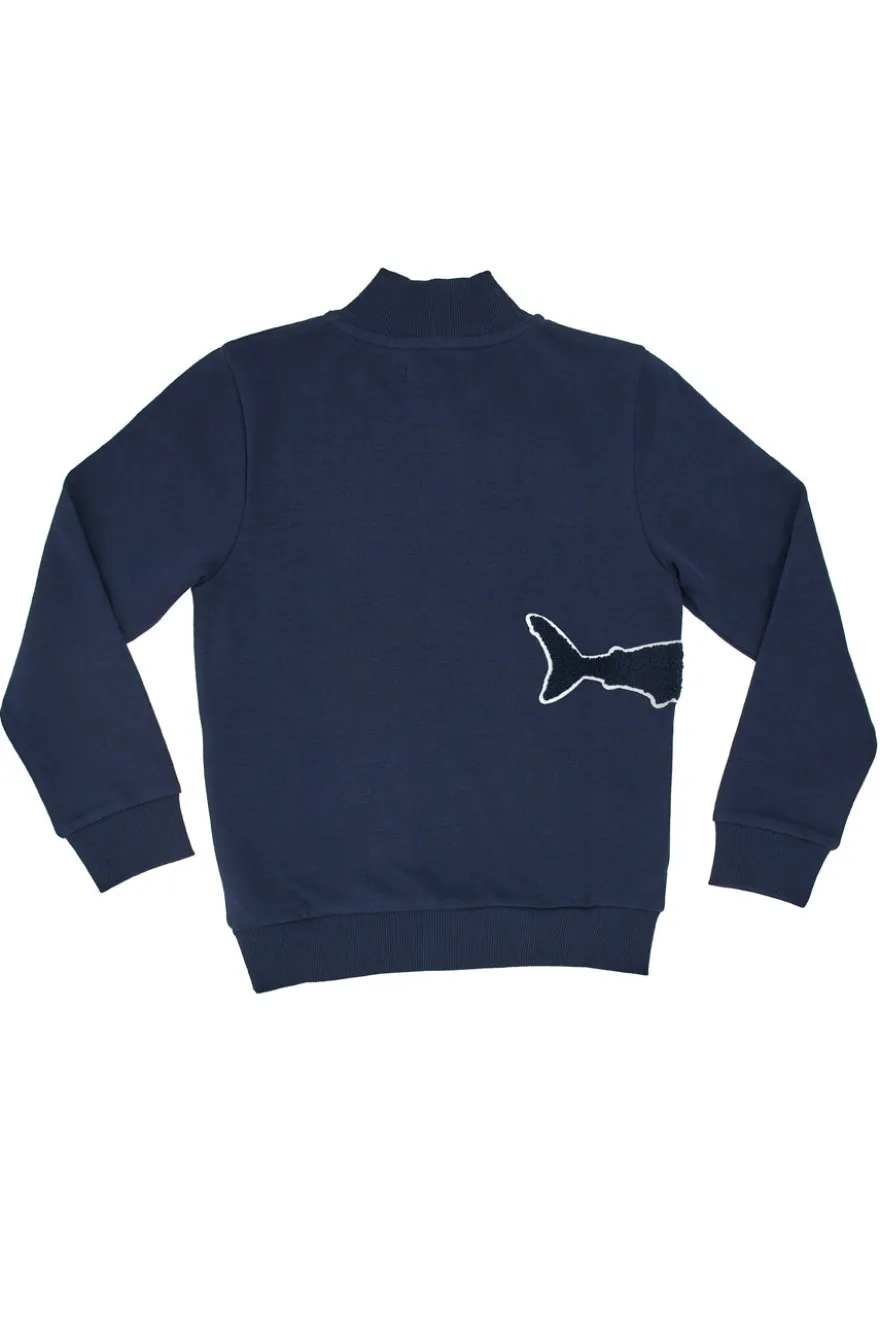 Felpa Blu Con Squalo Ricamato Pitt Kids PT-B-F-05016