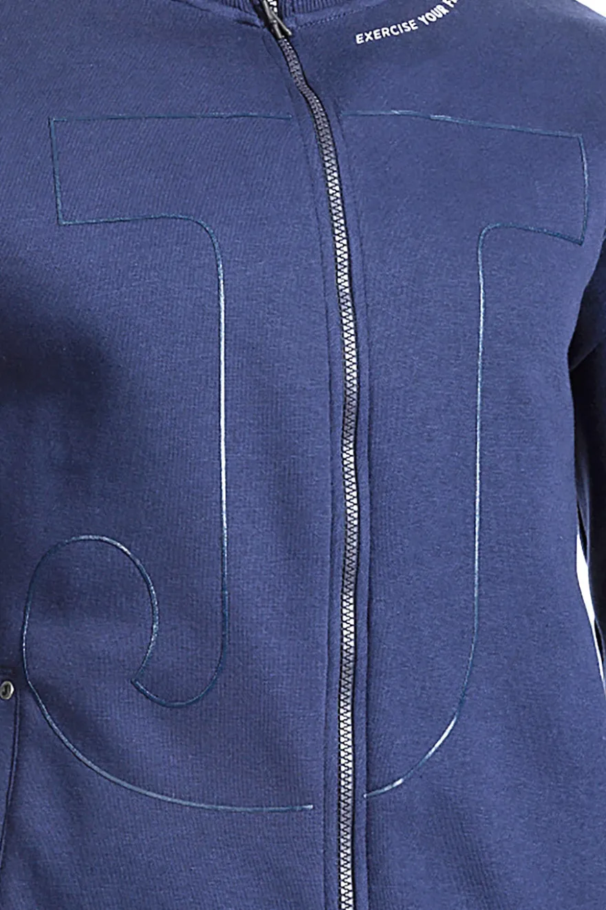 Felpa blu con zip e maxi logo frontale Joma Urban Street Full Zip Sweatshirt