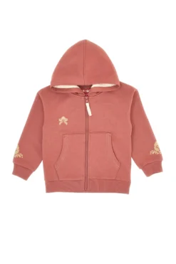 Felpa rosa con cappuccio felpata e stampa in rilievo Pitt Kids PT-KF-8019