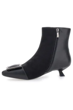 Ferre' F693C714 Schwarze Stiefeletten mit niedrigem Absatz und Schnalle