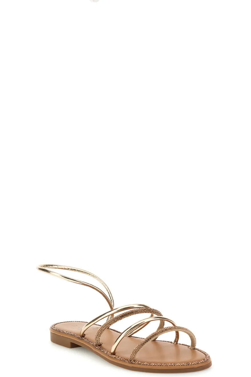 Flache Sandalen aus Platin mit Strasssteinen Mon dieu PRE9350