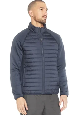 Giacca imbottita blu con maniche in maglia Skechers JA141