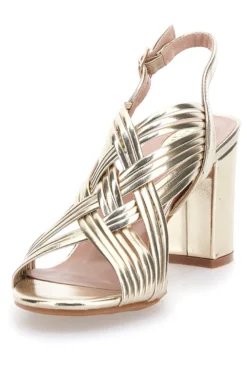 Goldene Sandalen mit mittlerem Absatz Le Havre Paris 9976956