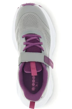 Graue Turnschuhe mit rosa Einsätzen und Klettverschluss Diadora Snipe 4 Jr