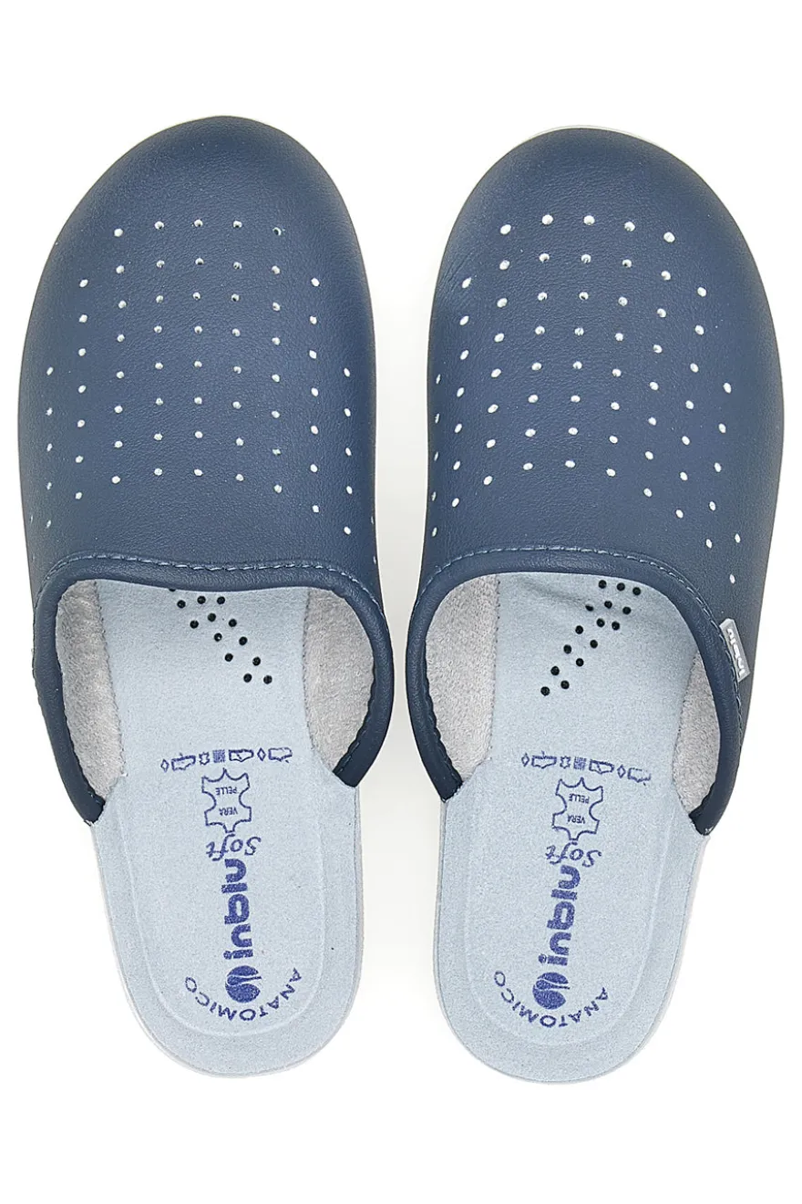 Inblu 5033 perforierte blaue Berufspantoffeln mit anatomischem Fußbett