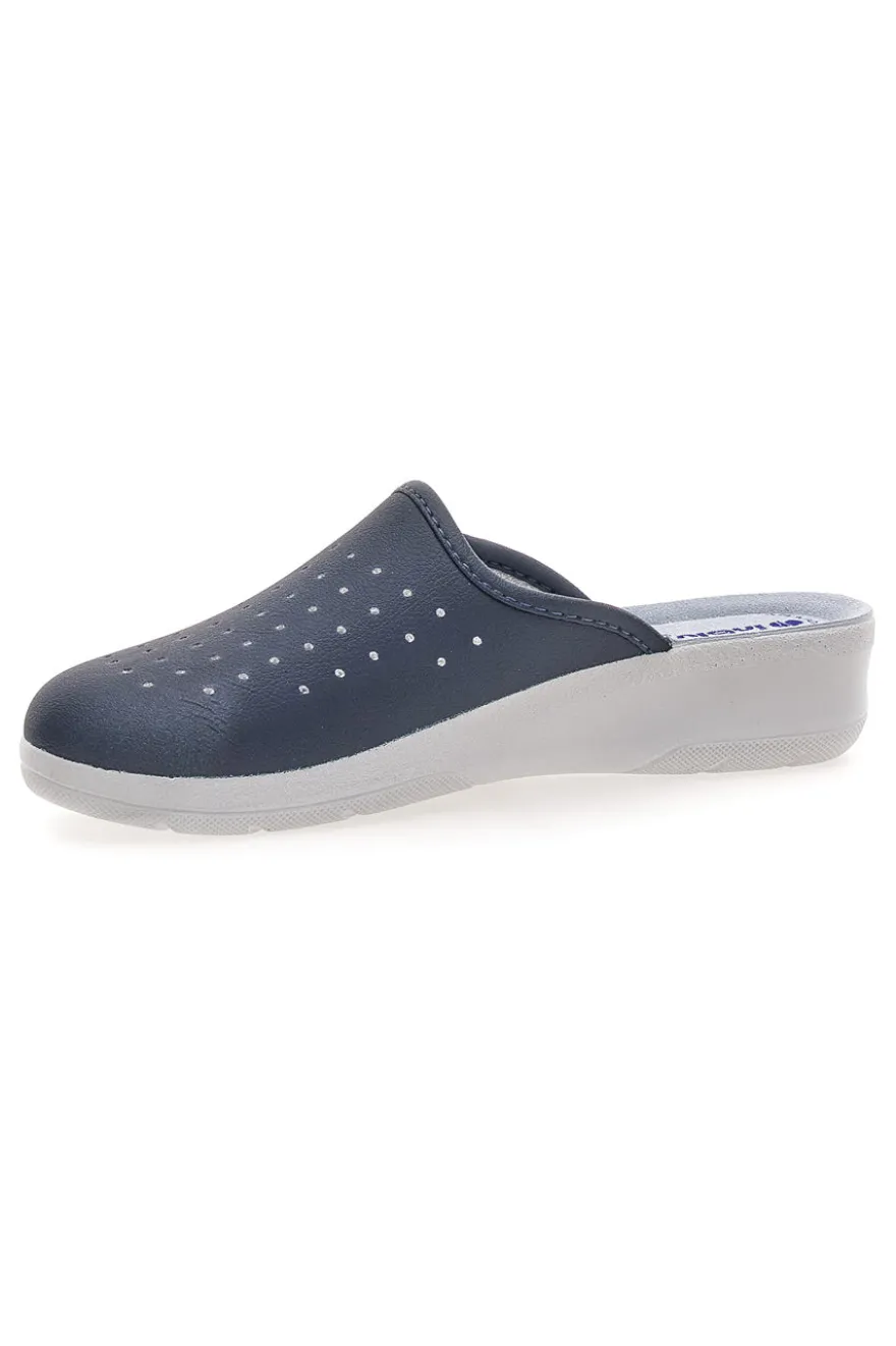 Inblu 5033 perforierte blaue Berufspantoffeln mit anatomischem Fußbett