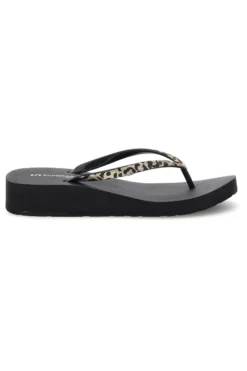 Infradito nera con dettaglio animalier Superga S24T203