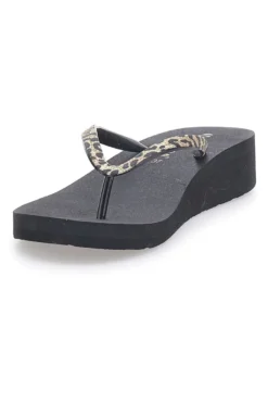 Infradito nere con stampa animalier e suola platform SUPERGA S24T203
