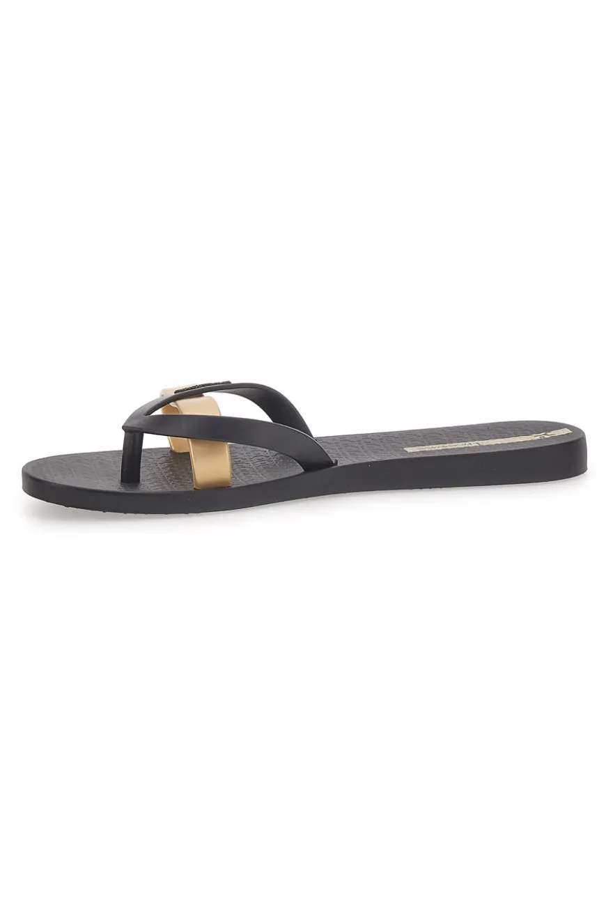 Infradito nere e oro con doppia fascia Ipanema IP81805