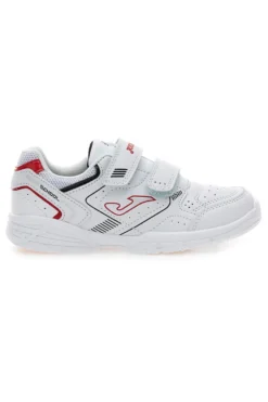 Joma W.School JR 2506 weiße Sneakers mit roten Details und Doppelriemen