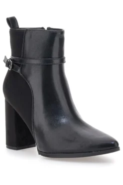 Le Havre Paris 6001 Schwarze Stiefeletten mit hohem Absatz und Knöchelriemen