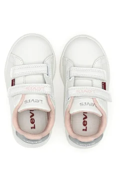 LEVI'S BELL JR MINI – Weiße und rosa Sneakers mit Klettverschluss