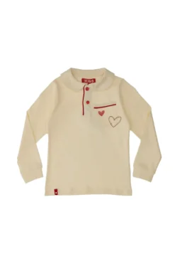 Maglia Bianca a Maniche Lunghe con Colletto PITT KIDS 6006